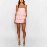 Off Shoulder Solid Strapless Ruffles Party Mini Dresses