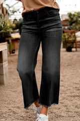 Raw Hem High Waist Straight Jeans