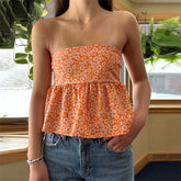 Floral Print Off-Shoulder Strapless