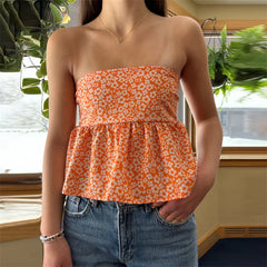 Floral Print Off-Shoulder Strapless