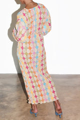 Elegant Floral V Neck Lantern Sleeve Boho Dress