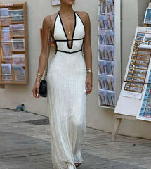 Knit Halter Bandage Maxi Dress