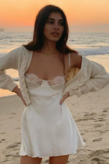 Satin Lace Bustier Slip Dress