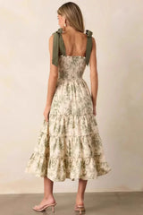Sleeveless Halter Empire Waist Floral Dress