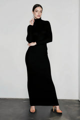 DressBetty - 2024 Elegant Spring Turtleneck Knitted Ribbed Sheath Midi Bodycon Dress