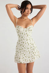 Fresh Print Halter Bodycon Floral Dress