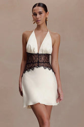 Lace Halter Hollow Open Back Slim Short Lace Dress