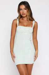 Pump The Volume Embellished Mini Dress Mint