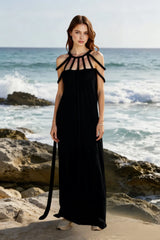 Halter Off Shoulder Tie Loose Boho Dress