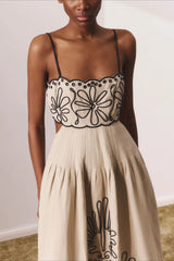 Spaghetti Strap Bandeau Spliced Cutout Boho Dress