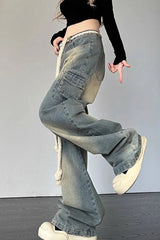 Streetwear Heart Patchwork Jeans