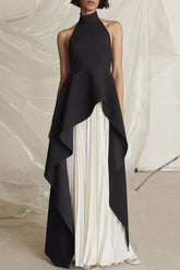 Halter Neck Pleated Prom Dress