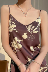 Floral Triacetate Satin V-Neck Cami Maxi Dress