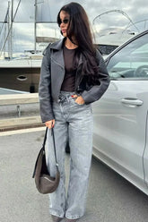 Asymmetric High Waist Straight Jeans