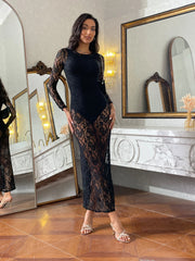 See-Through O-Neck Prom Elegant Lace Dress
