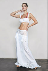 Lace Trim Elastic Waist Two Piece Vacation Set