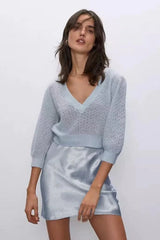Satin Bias Cut A Line Mini Skirt