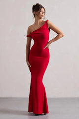 One Shoulder Solid Bodycon Dress