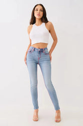 Washed Mid Rise Embroidered Jeans