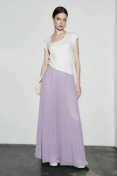 Chiffon Pleated Flowing Maxi Skirt