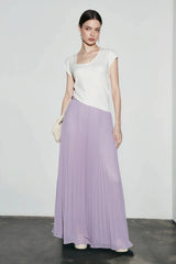 Chiffon Pleated Flowing Maxi Skirt