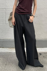 High Waist Drape Wide Leg Tailored Pants