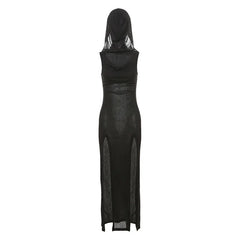 Elegant Gothic Slash Neck Long Sleeve Off Shoulder Summer French Chic Split Slim Stretch Ruffles Dress