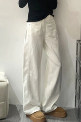Curved Hem Straight Leg Wide Leg Jeans