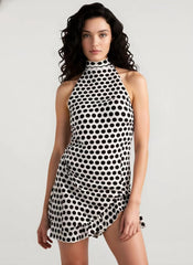 Polka Dot Halter Backless Bodycon Mini Dress