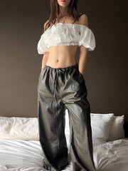 Puffy Applique Solid Midnight Strapless