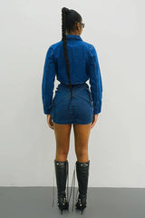 Cargo Pocket Cross Strap Denim Mini Skirt