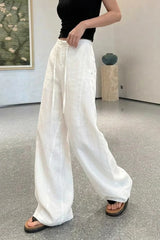 Linen High Waist Draped Wide Leg Pants
