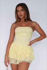 Strapless Waist Tie Lace Dress