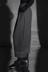 Relaxed Wide Leg Bootcut Wool Ankle Crop Pants