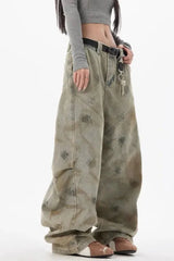 Distressed Wide Leg Loose Jeans