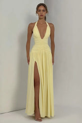 Halter Backless Slit Bodycon Party Dress