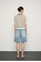 Vintage Wash Straight Cutoff Shorts