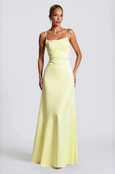 Belted Backless Maxi Silk Dress