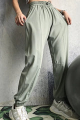Sweat Wicking High Waist Loose Cuffed Pocket Pants