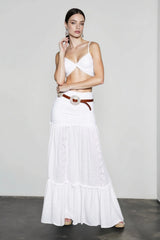 Elegant White Floor Length Vacation Skirt