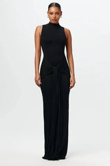 Chic Solid Crew Neck Sleeveless Tie Bodycon Dress