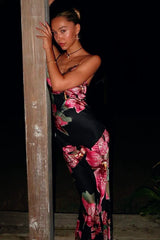 Elegant Bodycon Printed Maxi Silk Dress