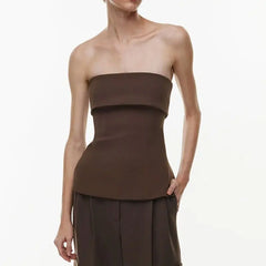 Solid Side Split Bandeau Strapless