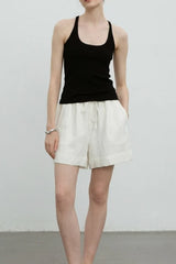 Linen Drawstring Relaxed Shorts Pants