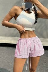 Y2K Contrast Stripe Elastic Waist Shorts