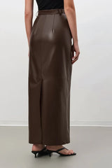 Retro PU Leather A-Line Bodycon Skirt