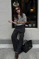 High Waist Drape Wide Leg Tailored Pants