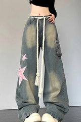 Streetwear Heart Patchwork Jeans