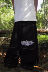 Hip Hop Embroidered Graphic Wide Leg Baggy High Street Jeans