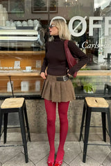 Buckle Detail Pleated Mini Skirt
